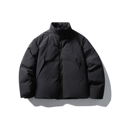 Men's Boxy Thermal Insulation Jacket with High Stand Collar and Minimalist Outer Shell EVA-US
