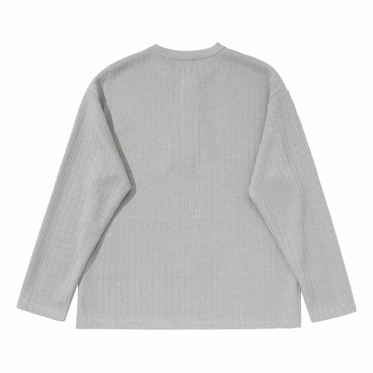 Unisex Structured Waffle Henley Shirt with Straight Hem and Oversized Silhouette EVA-US