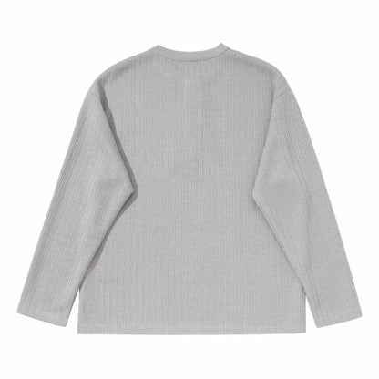 Unisex Structured Waffle Henley Shirt with Straight Hem and Oversized Silhouette EVA-US