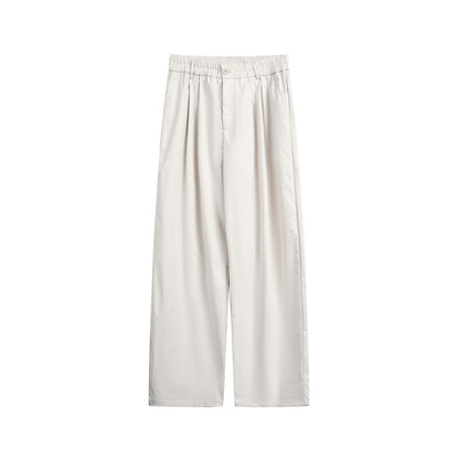Women's loose-fit palazzo pants with elastic waistband, pleats, and straight leg EVA-US