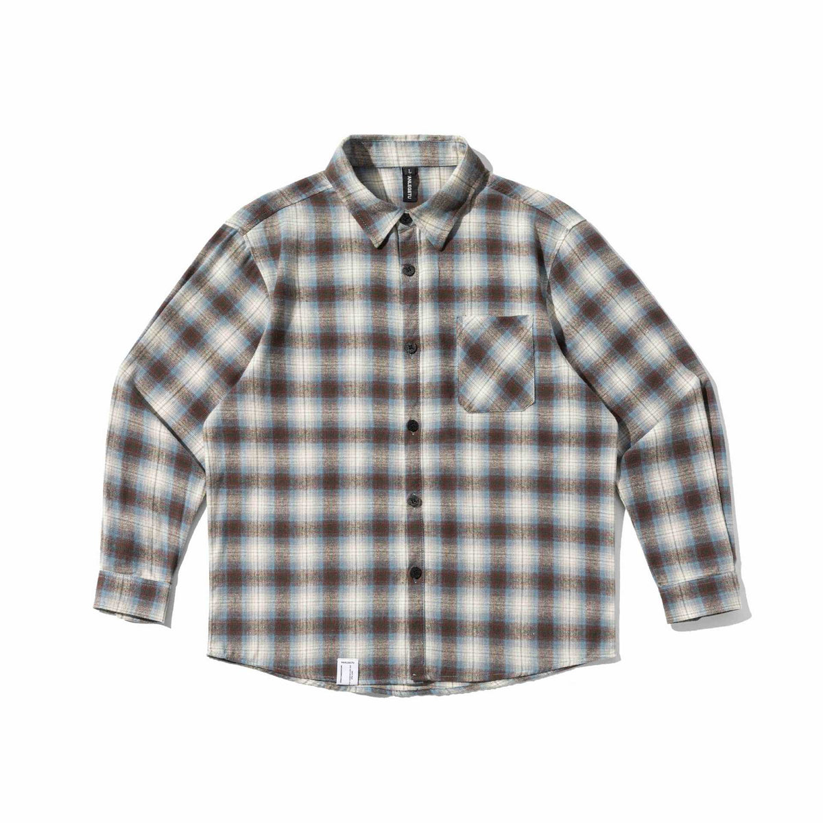 Men's flannel shirt jacket in boxy look with soft brushed finish and chest patch pocket EVA-US