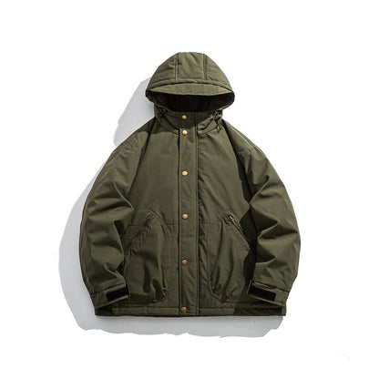 Men's short-cut weatherproof hybrid parka with hood, snap button placket and slanted zipper pockets EVA-US