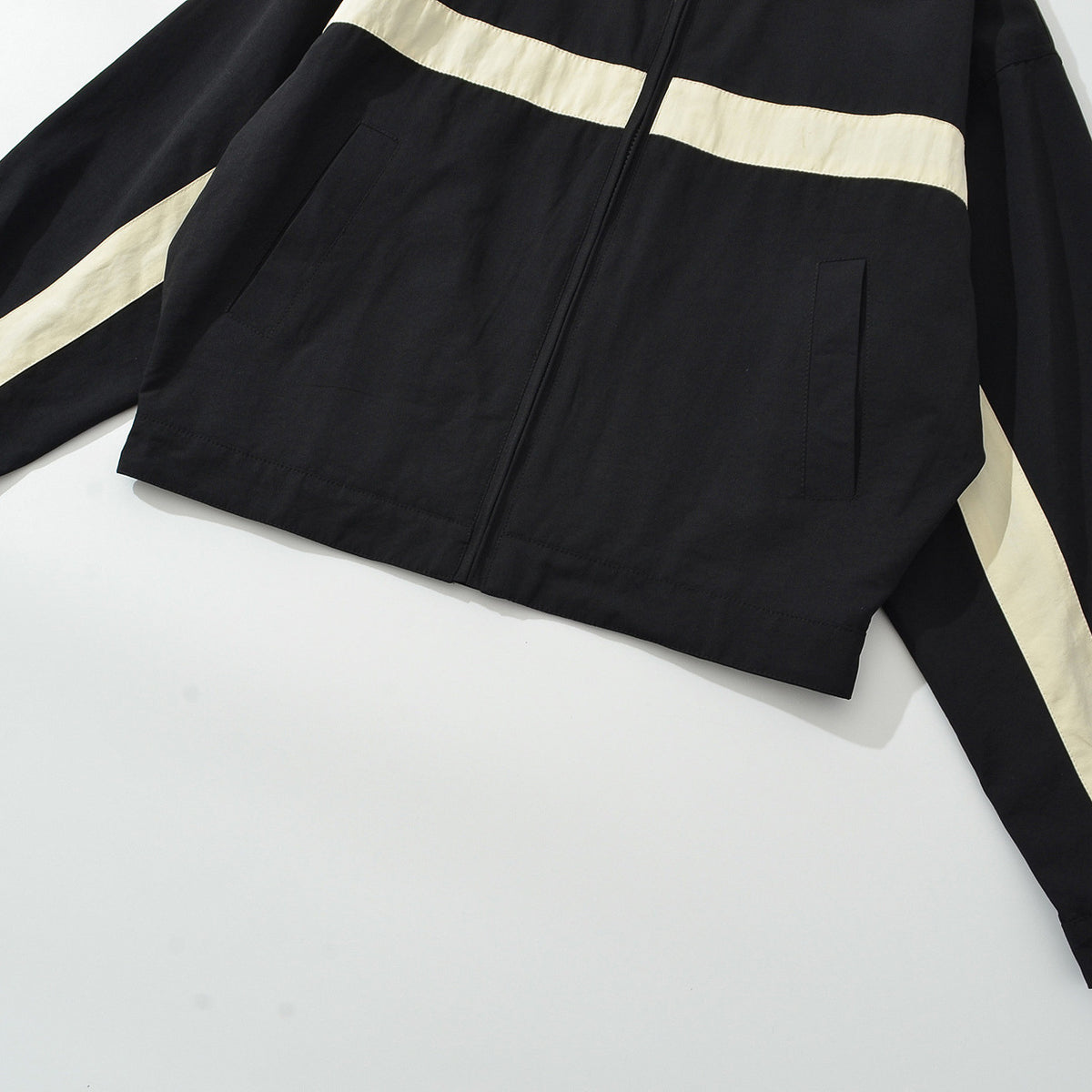 Women's sporty track jacket with high stand-up collar and contrasting stripes EVA-US