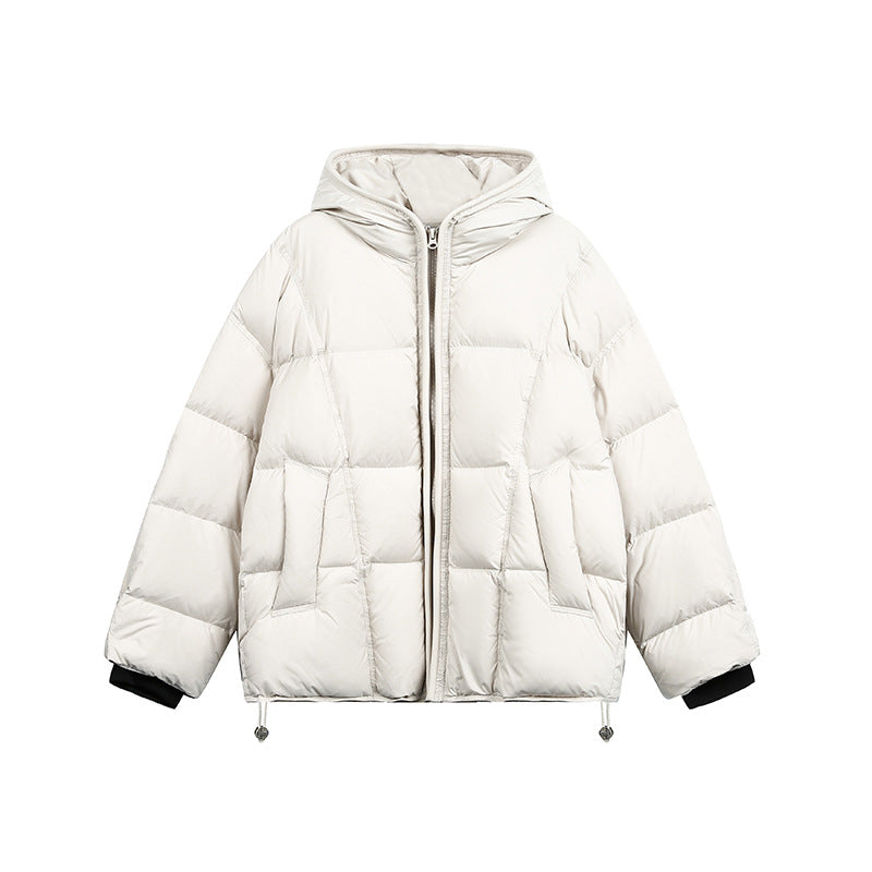 Women Short Padded Hooded Jacket with Drawstring and Zipper EVA-US