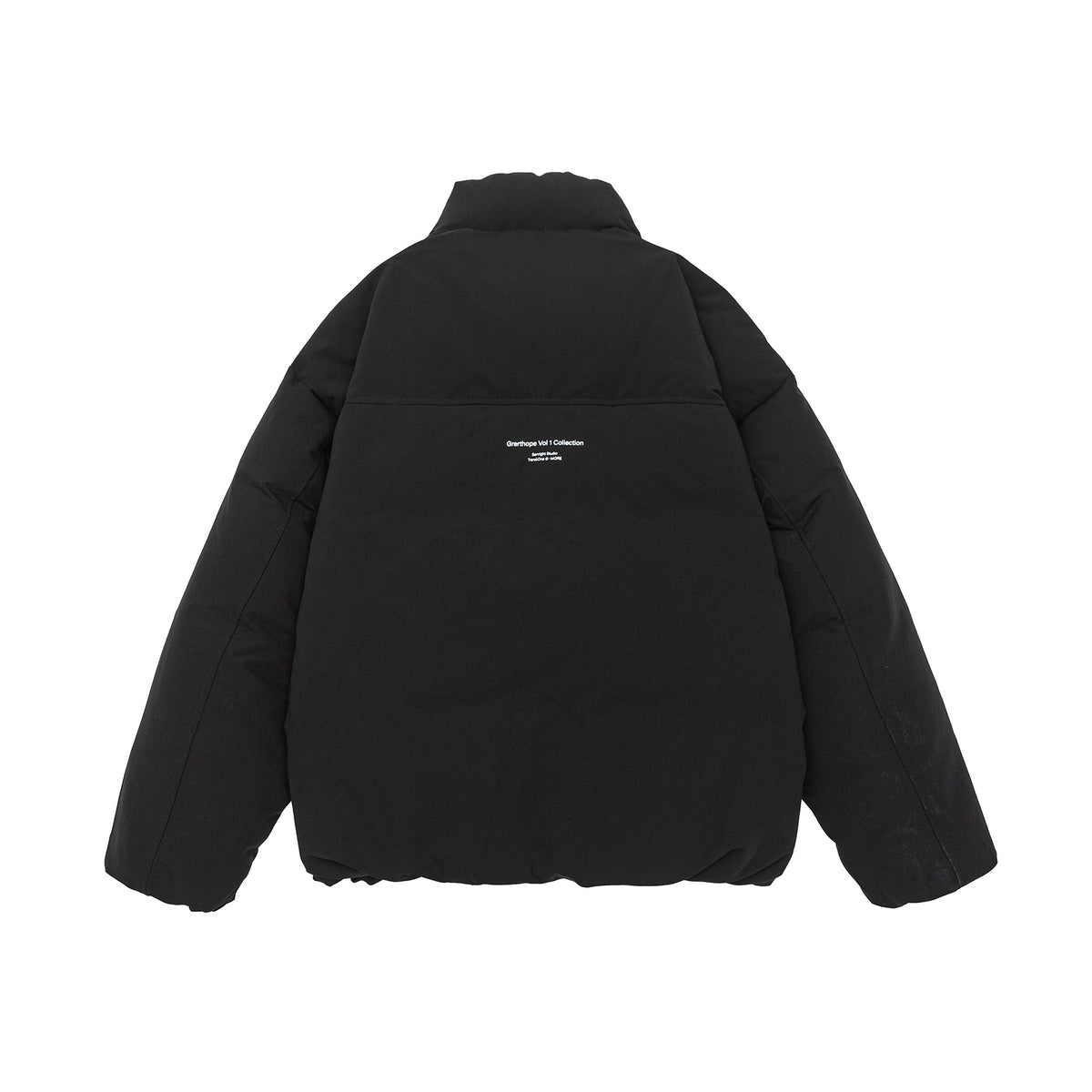 Women short cut oversized quilted jacket with high stand-up collar and concealed zipper EVA-US