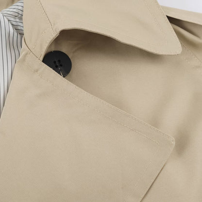 Women's short lightweight trench coat with tie belt, dropped shoulders and double button placket EVA-US