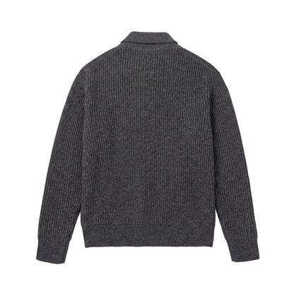 Men's knit sweater with polo collar and distinctive ribbed structure EVA-US