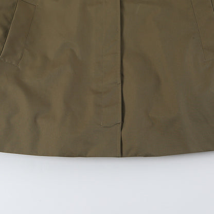 Women's Midi Length A-Line Transitional Coat with Stand-up Collar and Concealed Button Placket EVA-US