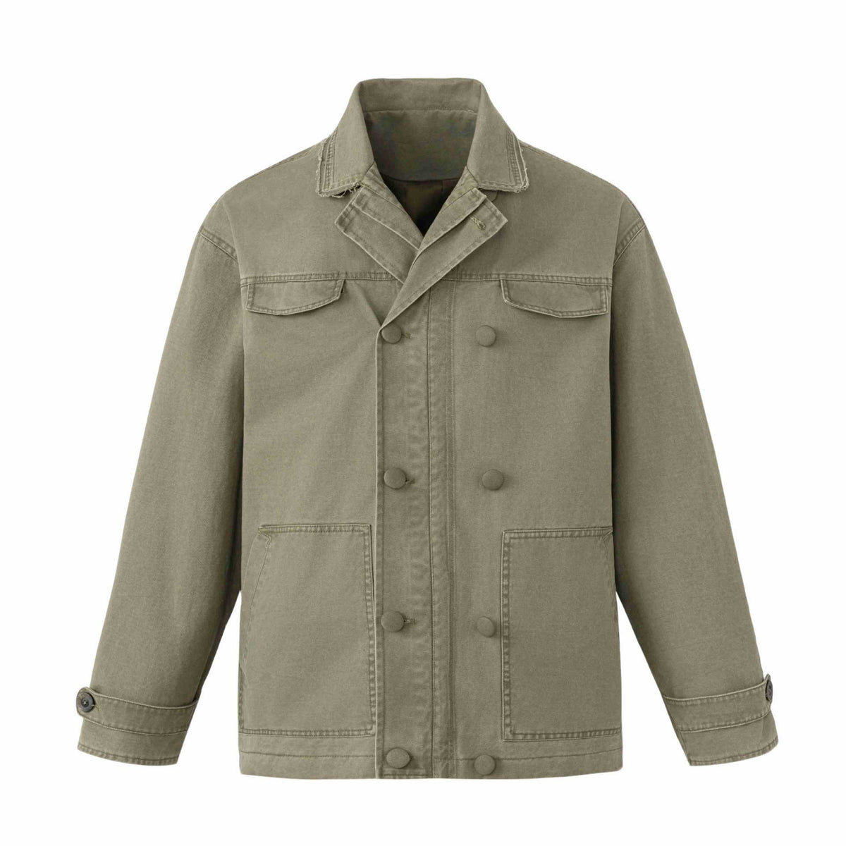 Unisex Robust Canvas Workwear Blouson with double button-free row, patch front pockets, and reinforced sleeves EVA-US