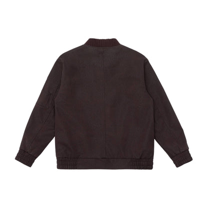 Unisex short bomber jacket with textured suede look and ribbed collar EVA-US