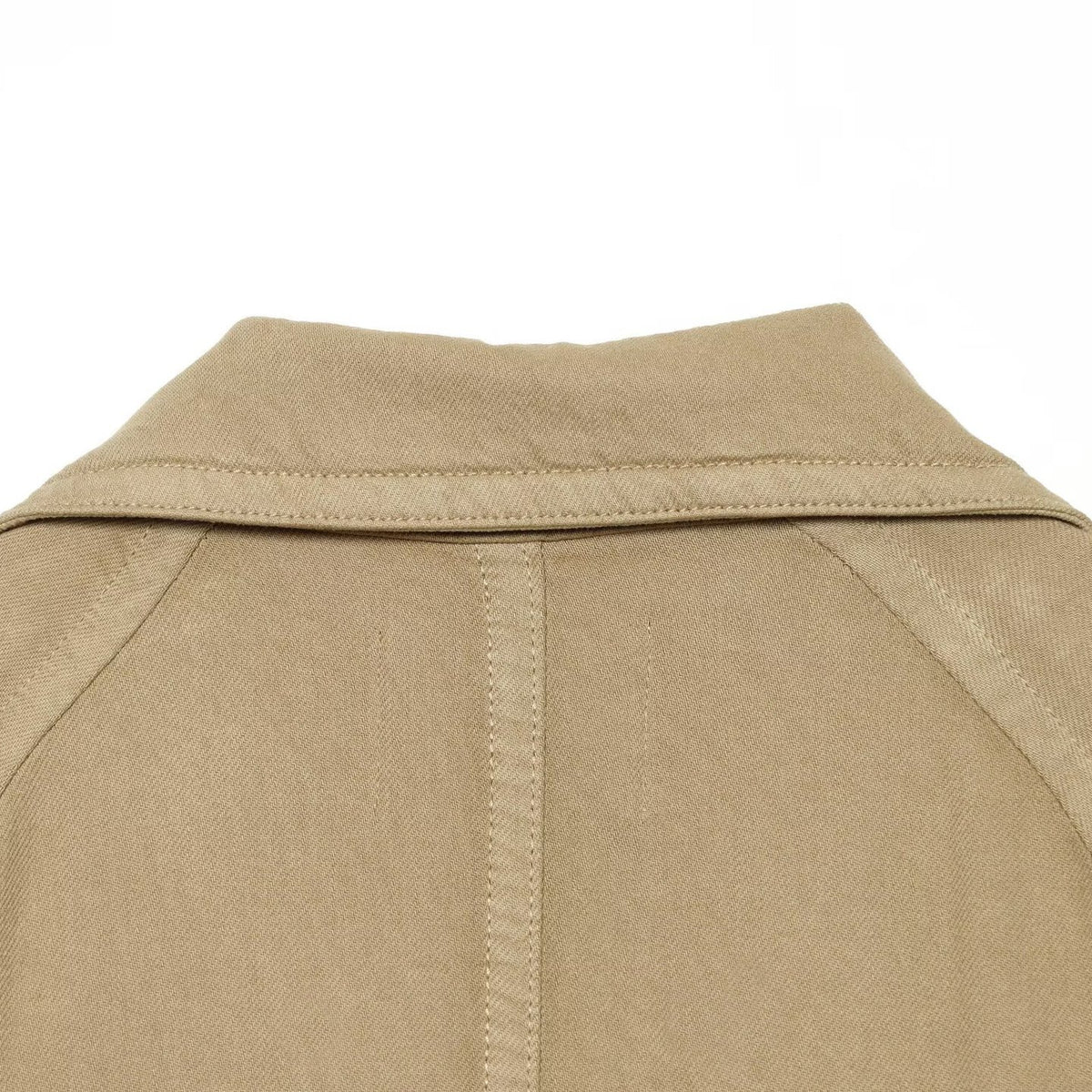 Women Cropped Trench Cape Jacket with double-breasted button placket, shoulder patches and tie belt EVA-US