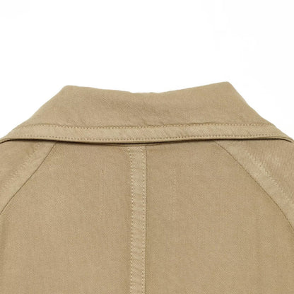 Women Cropped Trench Cape Jacket with double-breasted button placket, shoulder patches and tie belt EVA-US