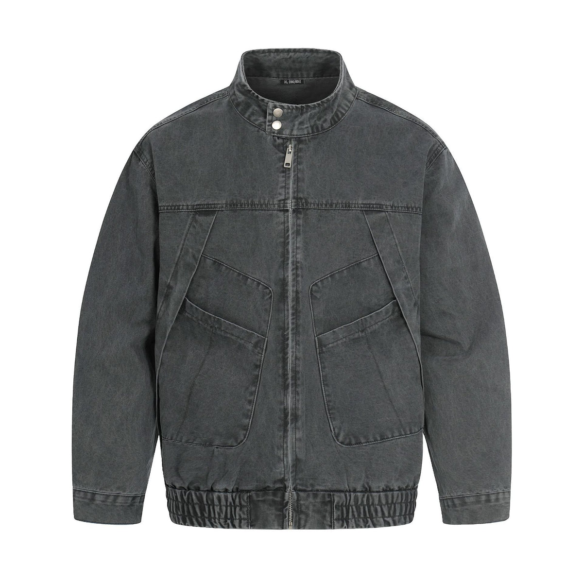 Men's short-cut field bomber in vintage canvas with stand-up collar and large flap pockets