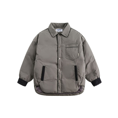 Unisex Short Cut Quilted Blouson Jacket with Shirt Collar and Cord Cuffs EVA-US