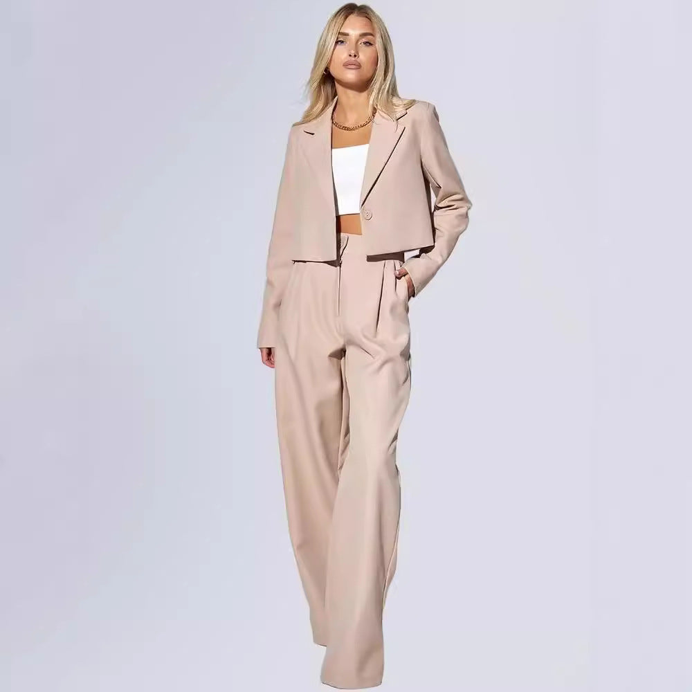 Women Two-Piece Set with Cropped Blazer