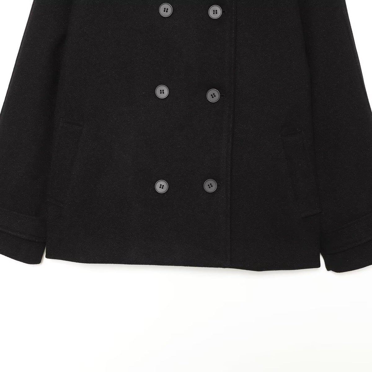 Women's Short Double-Breasted Wool Blend Cape Coat with High Stand Collar EVA-US