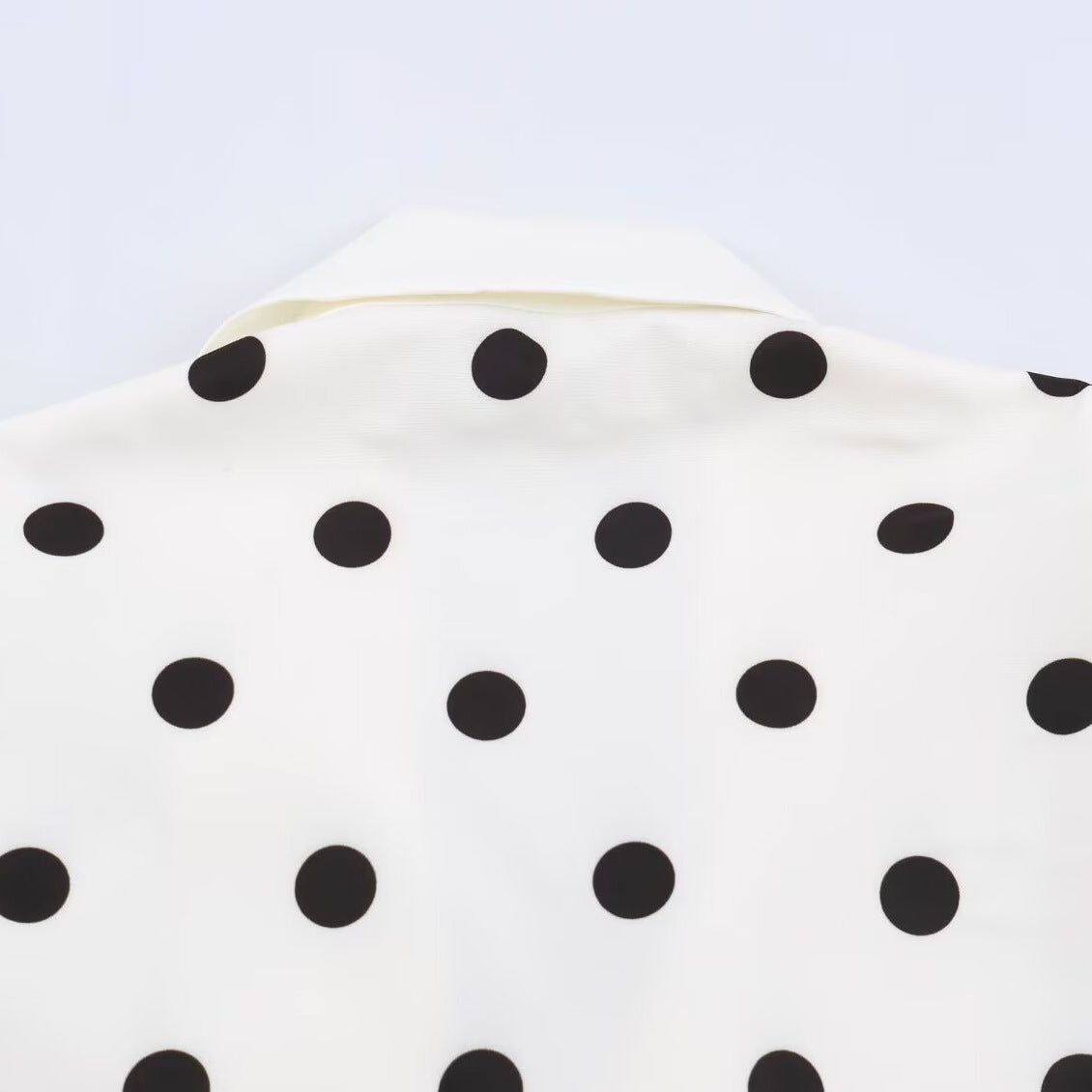 Women Mid-length Coat with Polka Dot Print, Double-breasted and Shawl Collar EVA-US