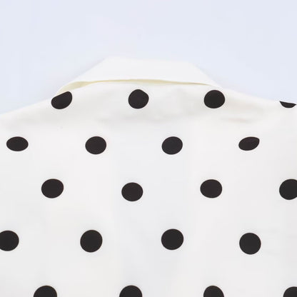Women Mid-length Coat with Polka Dot Print, Double-breasted and Shawl Collar EVA-US