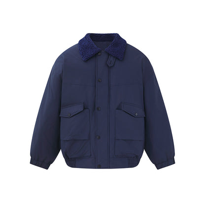 Men's Windproof Boxy Bomber in Workwear Style with Teddy Collar EVA-US