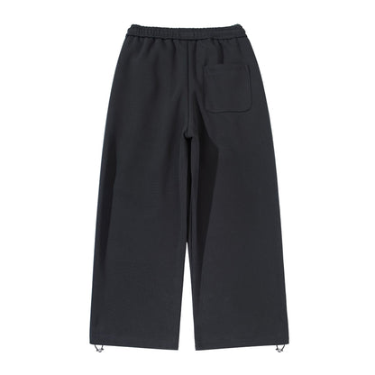Unisex Wide Cropped Jogging Pants with Drawstring Waist, Side Pockets and Adjustable Hem