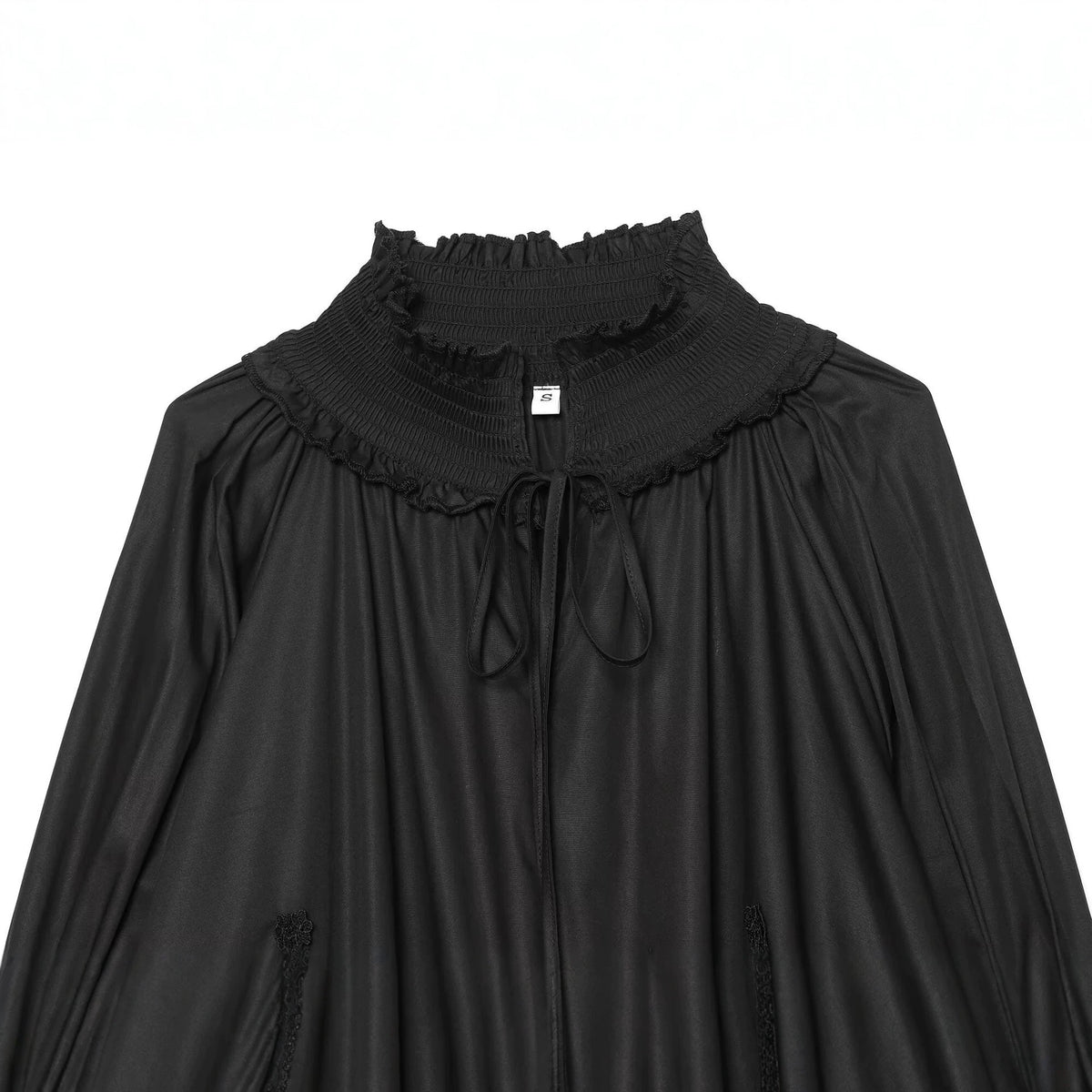 Ladies Romantic Blouse with Ruffle Collar, Bell Sleeves and Lace Trim EVA-US