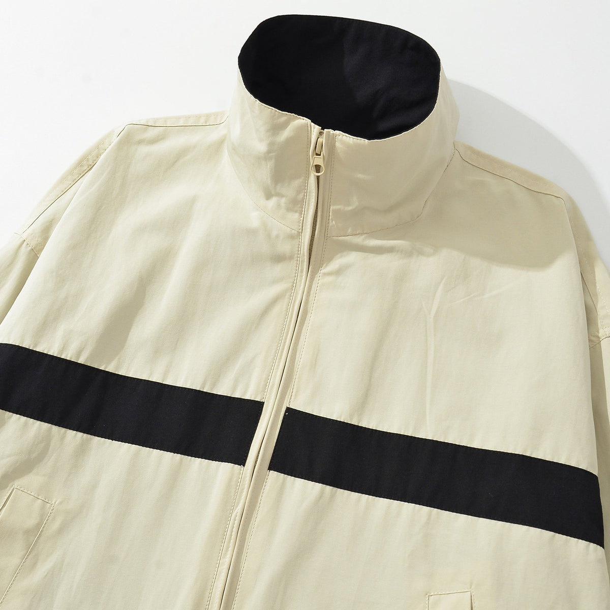Women's Oversize Track Jacket with Stand-Up Collar, Full-Zip and Contrast Stripes EVA-US