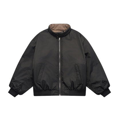 Unisex Boxy-Flight Jacket in Oversize Cut with Quilted Stand Collar Lining and Ribbed Cuffs EVA-US