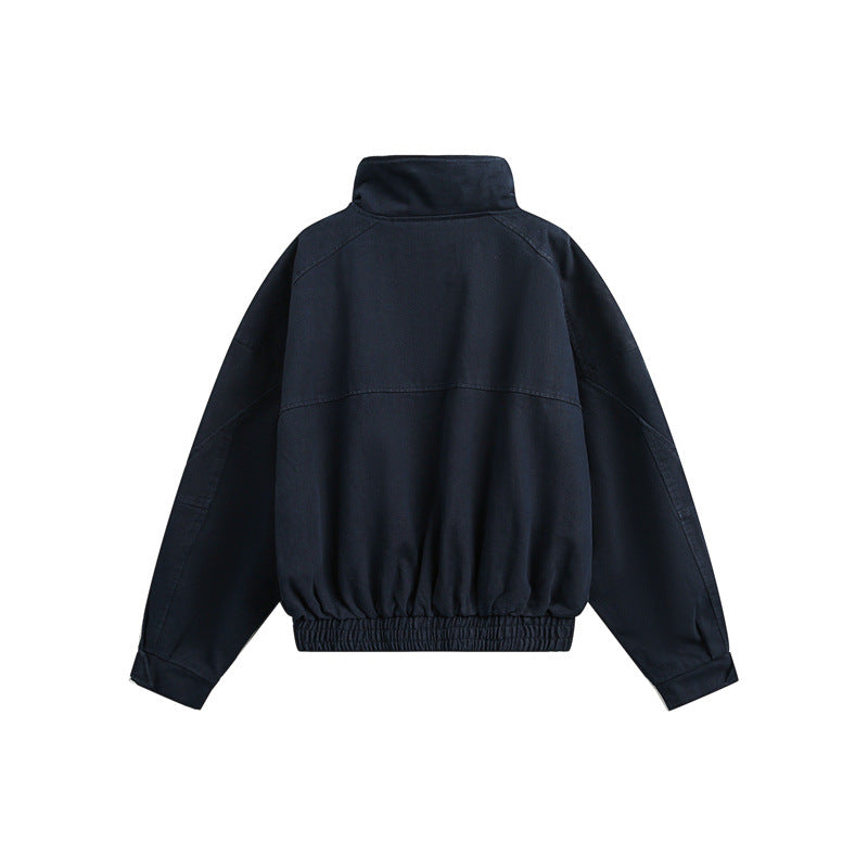 Unisex Short cut Boxy outdoor jacket with concealed zipper placket, high stand-up collar and elastic waistband EVA-US