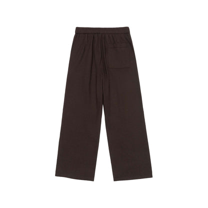 Women's Wide Culotte Pants Made of Cotton Blend with Elastic Waistband and Drawstring EVA-US