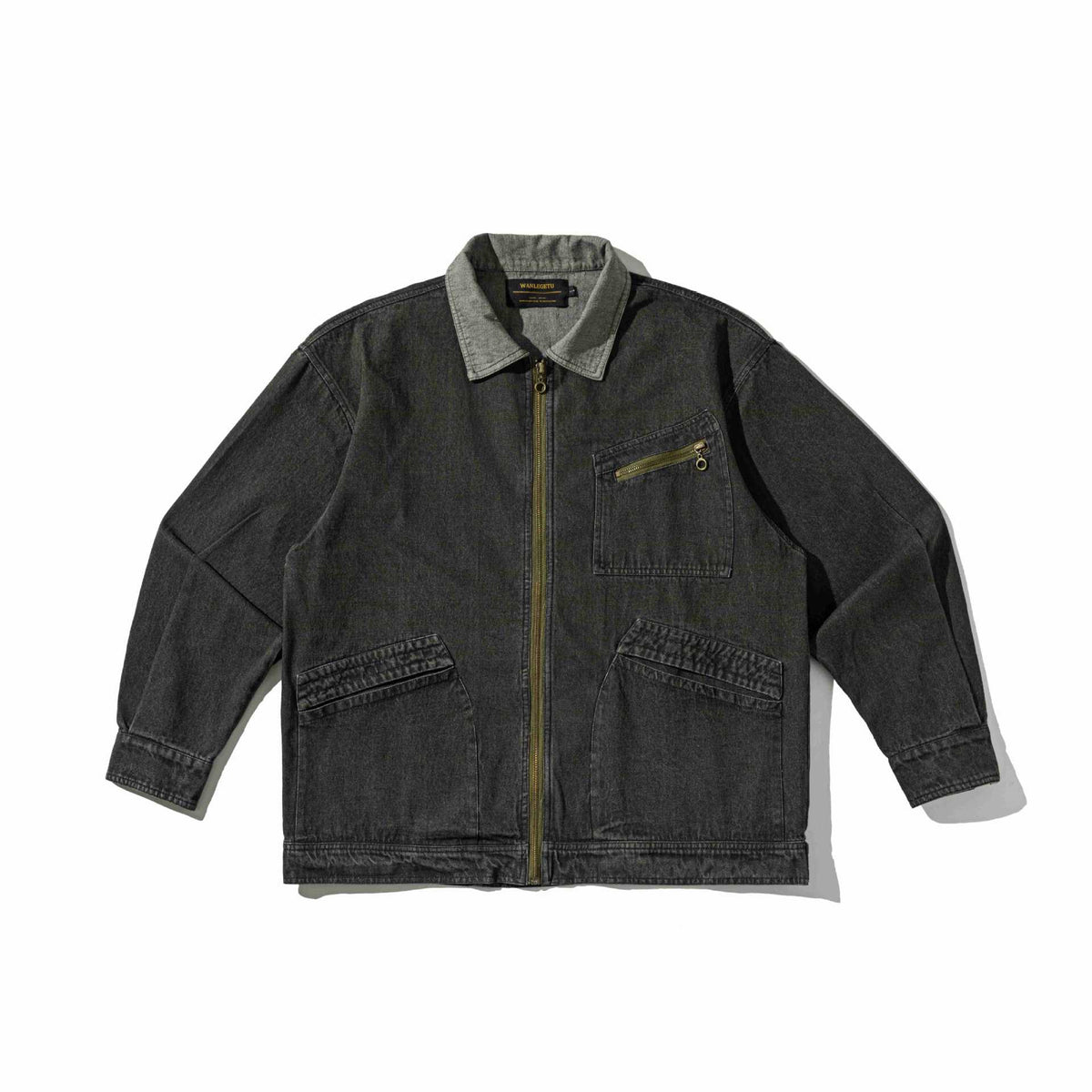 Men's Denim Workwear Blouson Jacket with Full Zip and Zip Chest Pocket EVA-US