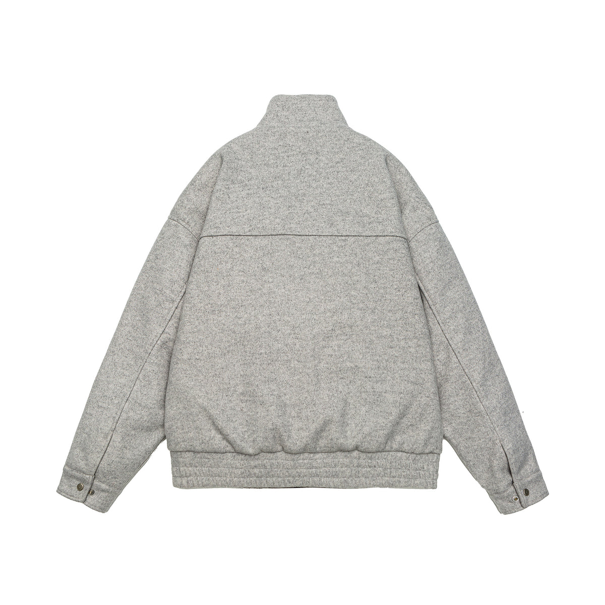 Men's short-cut boxy wool fleece jacket with high stand-up collar and full-length zipper EVA-US