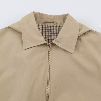 Women's Lightweight Hoodie Jacket in Cropped Oversize Fit with Drawstring Hem and Concealed Zipper EVA-US