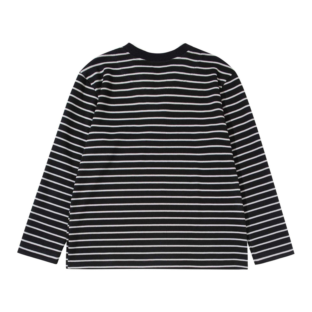 Women Striped Knit Shirt with V-Neck and Layered Look EVA-US