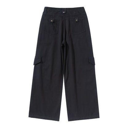 Women's cargo culotte with high waist, wide leg and flap pockets