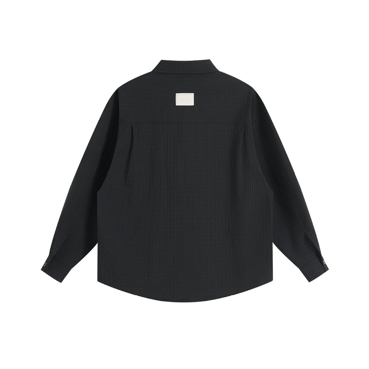 Unisex Oversize Textured Shirt Jacket with Concealed Button Placket and Statement Embroidery EVA-US