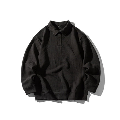 Unisex Structured Polo Shirt-Knit Sweater in Oversize Cut with Cable and Diamond Knit EVA-US