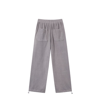 Women's Loose Fleece Jogging Pants with Drawstring Waistband, Side Pockets, and Adjustable Hem