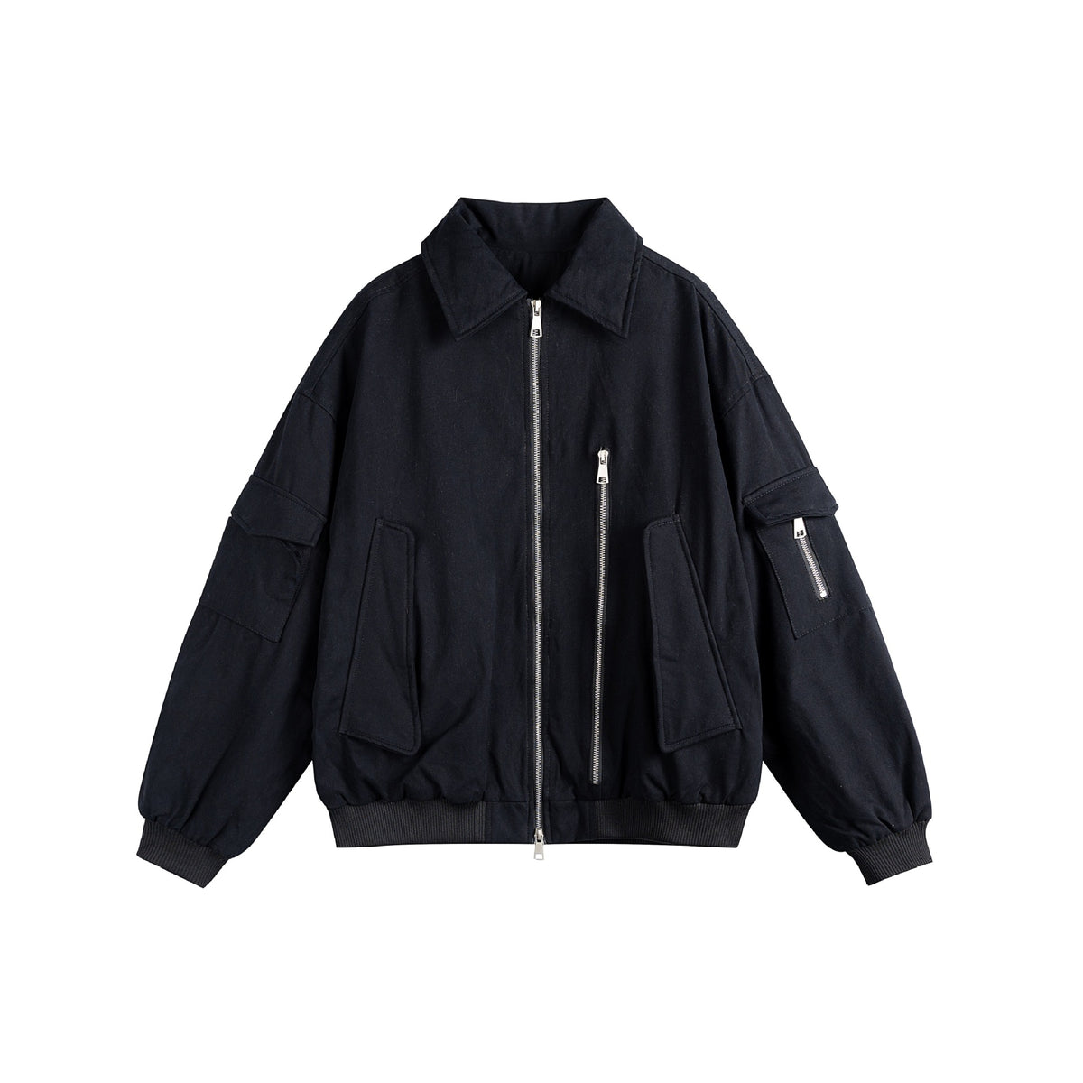 Unisex Boxy Utility Blouson Jacket with Zip Details and Functional Flap Pockets EVA-US