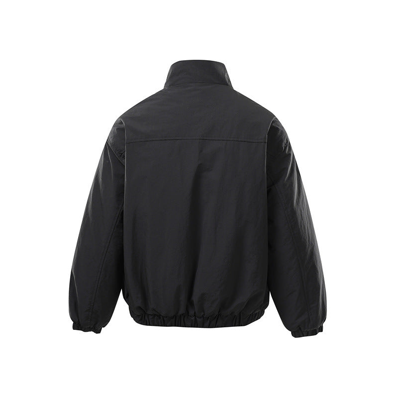 Unisex Boxy Zip Blouson Jacket with windproof microfiber cover, high stand-up collar and two-way zipper EVA-US
