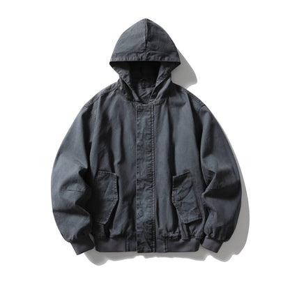Unisex Boxy Utility Hooded Jacket made of sturdy canvas with ribbed cuffs and flap pockets EVA-US