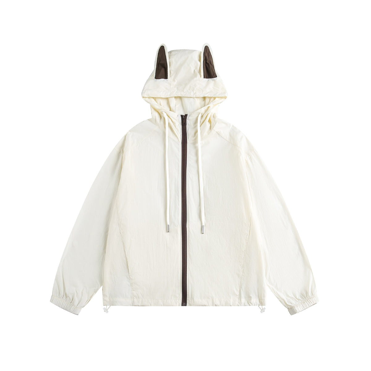 Women Lightweight Hooded Anorak with Ear Applique and Drawstring EVA-US