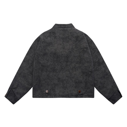 Men's short-cut suede-look blouson with patch flap pockets and shirt collar EVA-US