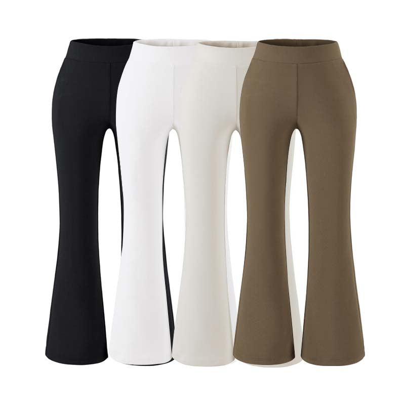 Women's High-Waisted Stretch Flared Pants with Wide Hem EVA-US