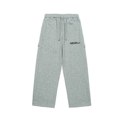 Unisex Wide Cropped Sweatpants in Cargo Style with Drawstring Waistband and Patch Pockets