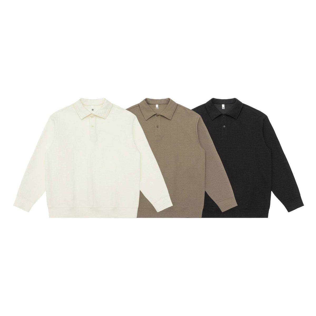 Unisex Waffle Knit Polo Shirt with Polo Collar and Half Button Placket EVA-US