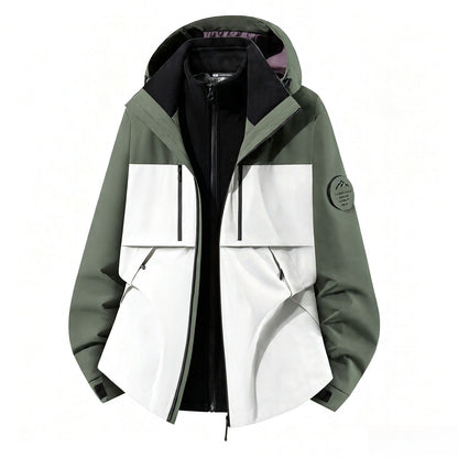 Men's three-layer softshell outdoor jacket with removable fleece lining and hood EVA-US