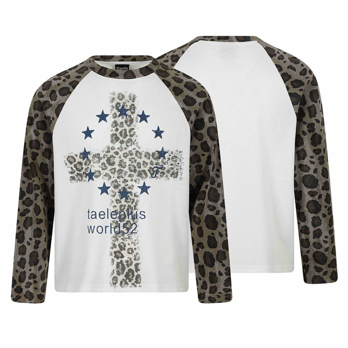Ladies Long Sleeve Thermal Shirt with Raglan Sleeves and Leopard Inserts EVA-US