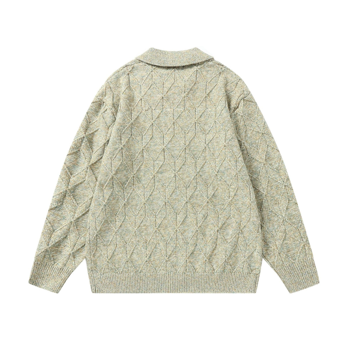 Women’s coarse structured knit zip cardigan with shirt collar EVA-US
