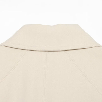 Women's cropped jacket in minimalist trench style with wide shirt collar and tie belt EVA-US