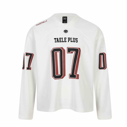 Unisex Sporty Oversized Hockey Jersey with Mesh Structure, Number Print and V-Notch Collar EVA-US